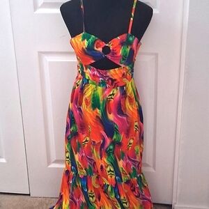Metamorphosis Girl Colorful Maxi Dress With Cut Outs   Size M